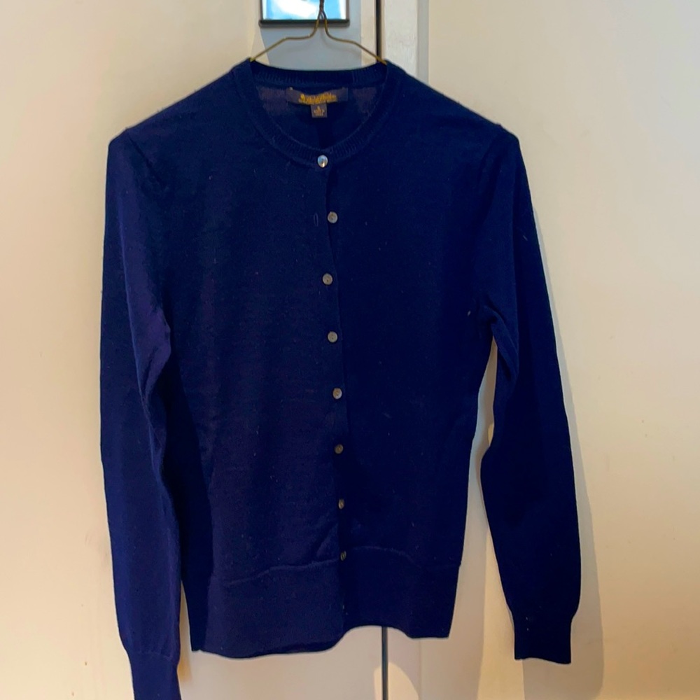 Brooks Brothers Women’s Merino Navy Blue Cardigan - Size S